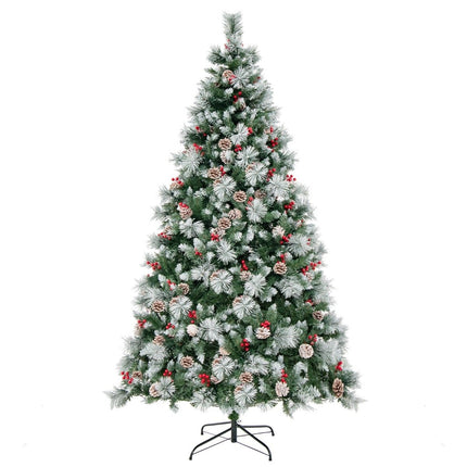 Ø125 x 215 cm Christmas tree with LED lights Christmas tree with berries green + white
