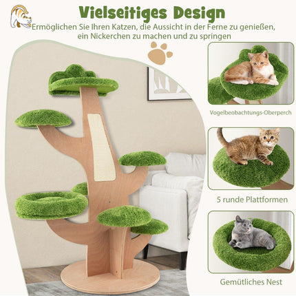 128cm cat tree with berth & jumping platform kitten activity center