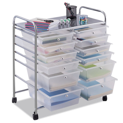 12-Drawer Rolling Cart with Metal Frame & Wheels