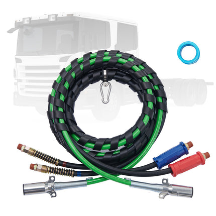 12 Ft Semi Truck 3-in-1 Air Line Kit, 7-Way ABS Cord
