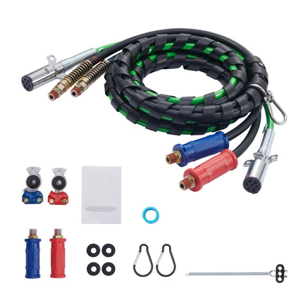 12 Ft Semi Truck Air Lines Kit, 3-in-1 Hoses, Glad Hands, 7-Way