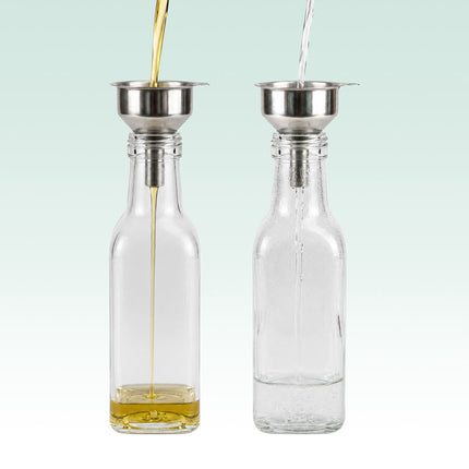 12 Glass Oil Bottles with Pourers and Labels Set