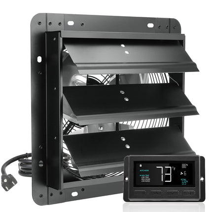 12-Inch Shutter Exhaust Fan, Temp Humidity Control, 904 CFM