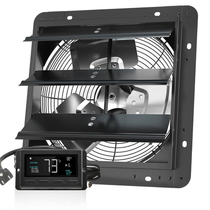 12-Inch Shutter Exhaust Fan, Temp Humidity Control, 904 CFM
