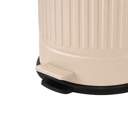 12L Beige Retro Pedal Bin with Soft-Close Lid