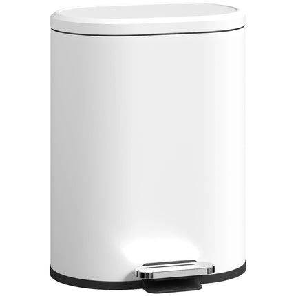 12L White Trash Can with Lid, Foot Pedal, Soft-Close