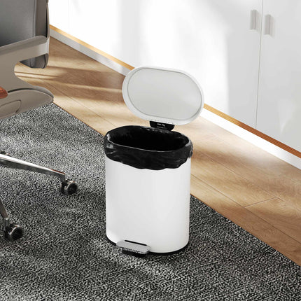 12L White Trash Can with Lid, Foot Pedal, Soft-Close