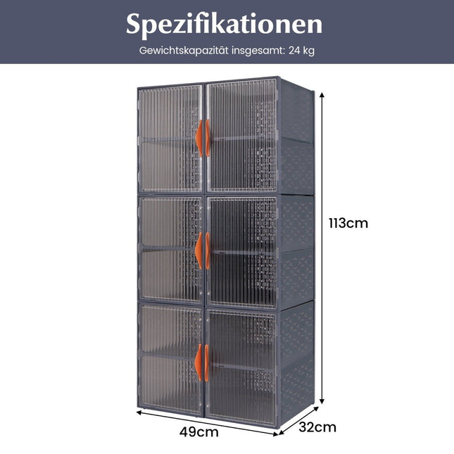 12 kunststof opbergdozen met deksels, stapelbaar en transparant, PP opbergdozen