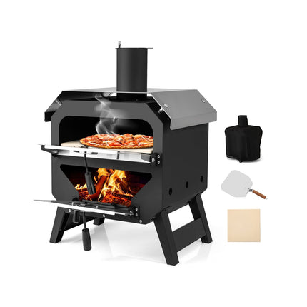 12" Portable Outdoor Pizza Oven with Stone & Cover