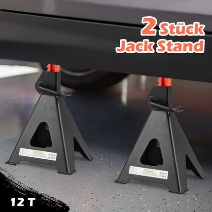 12-Ton Jack Stand Set, Adjustable Height, Heavy Duty