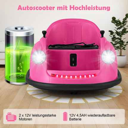 12V Bumper Car Children's Electric Bumper Car with Remote Control &amp; LED lights &amp; Music Pink