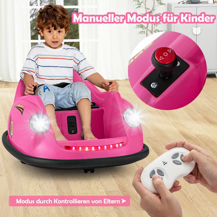 12V Bumper Car Children's Electric Bumper Car with Remote Control &amp; LED lights &amp; Music Pink