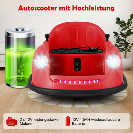 12V Bumper Car Children's Electric Bumper Car with Remote Control &amp; LED lights &amp; Music Red
