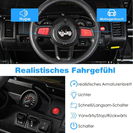 12V Children's 2 Seater Electric Car with Remote Control & Horn & Headlight Black