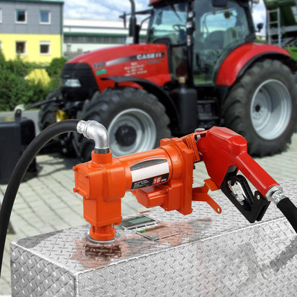 12V Fuel Transfer Pump, 16 GPM, 1/4 HP, Auto Nozzle