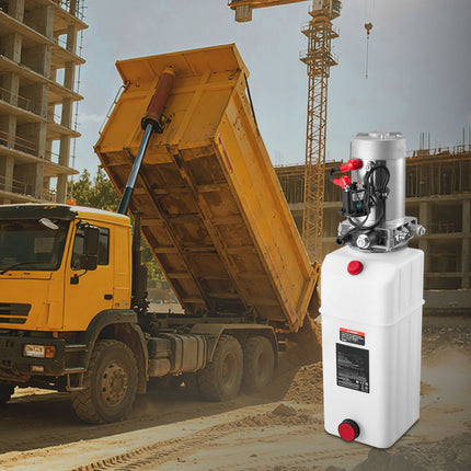 12V Hydraulic Power Unit Pump, 8L Reservoir, Single-Acting