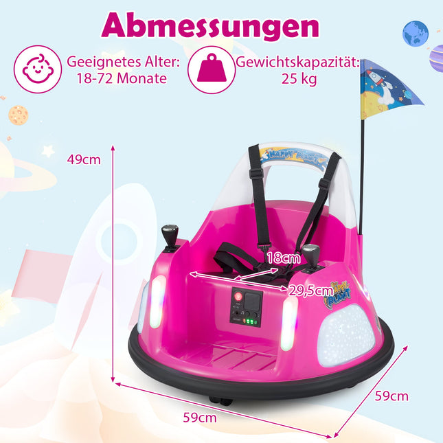 12V Kids Electric Bumper Car with Remote, Pink