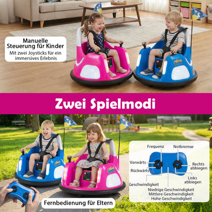 12V Kids Electric Bumper Car with Remote, Pink