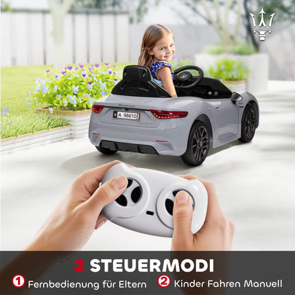 12V Kids Electric Car with LED Lights, Music, Grey