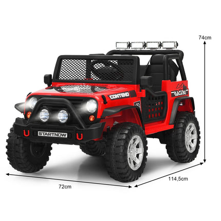 12V Kids Electric Car with Remote, Lights, Music, Red