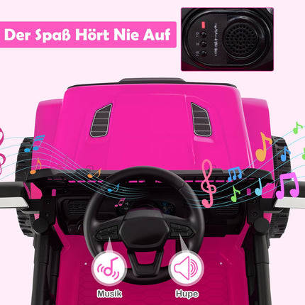12V Kids Electric Car with Remote, Music, LED Lights, Pink