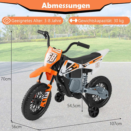 12V Kids Electric Motorcycle with Removable Training Wheels