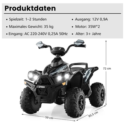 12V Kids Electric Quad with Music, Horn & LED Lights