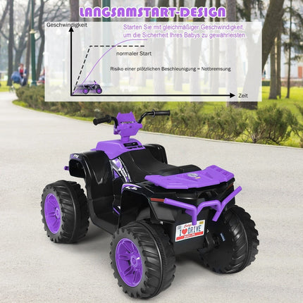 12V Kids Electric Quad with Music & Lights, Purple