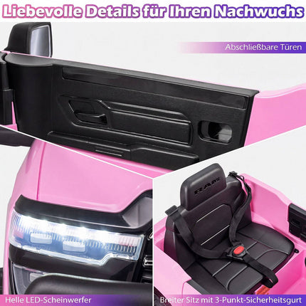 12V Kids Electric Ride-On Car, Pink, with Remote Control
