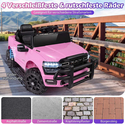 12V Kids Electric Ride-On Car, Pink, with Remote Control