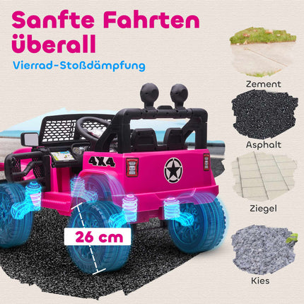 12V Kids Electric Ride-On Car, Remote Control, Pink