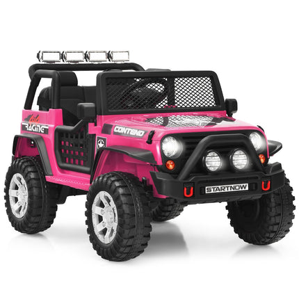 12V Kids Electric Ride-On Car, Remote, Lights, Pink