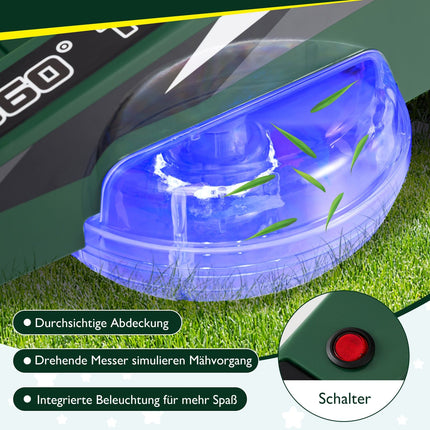 12V Kids Ride-On Mower with 360 Rotation & LED Lights
