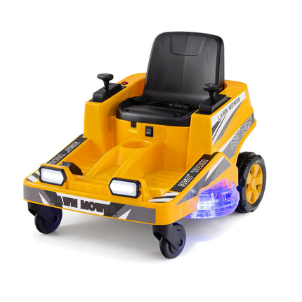 12V Kids Ride-On Mower with 360 Steering & LED Lights