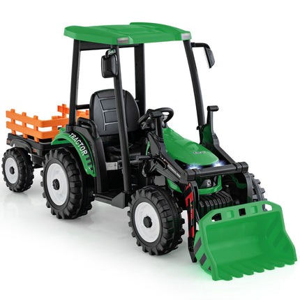 12V Kids Ride-On Tractor With Trailer, Shovel, Remote Control
