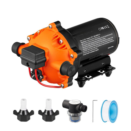 12V Water Diaphragm Pump, 5.5 GPM, 70 PSI, 1/2 MNPT