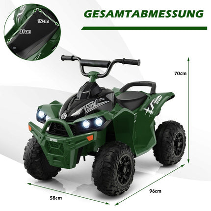 12V electric children's quad with 2.2/4.3 KM/H speed &amp; Horn, music &amp; LED lights electric quad green