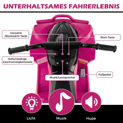 12V electric children's quad with 2.2/4.3 KM/H speed &amp; Horn, music &amp; LED lights electric quad pink