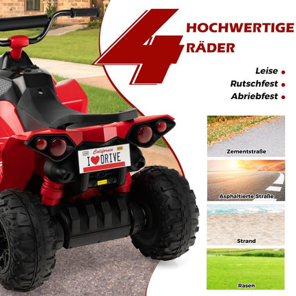12V electric children's quad with 2.2/4.3 KM/H speed &amp; Horn, music &amp; LED lights electric quad red