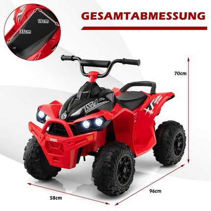 12V electric children's quad with 2.2/4.3 KM/H speed &amp; Horn, music &amp; LED lights electric quad red