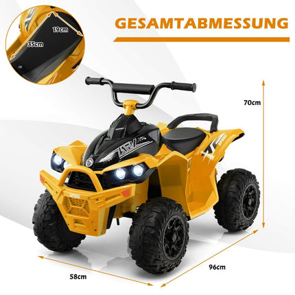 12V electric children's quad with 2.2/4.3 KM/H speed &amp; Horn, music &amp; LED lights electric quad yellow