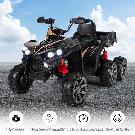 12V electric children's quad with storage space & LED lights mini electric quad 3-6 km/h black