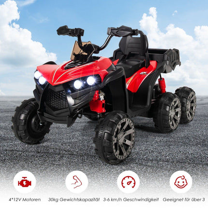 12V electric children's quad with storage space & LED lights mini electric quad 3-6 km/h red