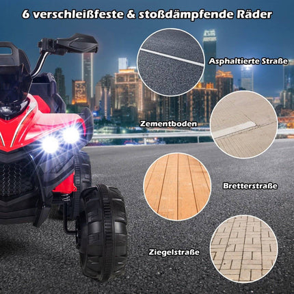 12V electric children's quad with storage space & LED lights mini electric quad 3-6 km/h red