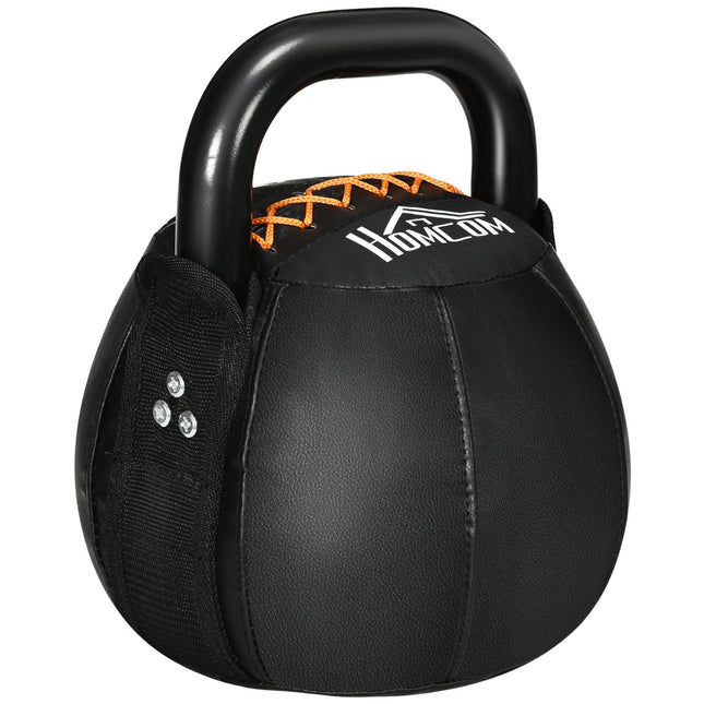 Kettlebell 12 Kg Kettlebell Met Stalen Handvat Voor Krachttraining, Gewichtheffen, Core Training, Vloervriendelijke Kunstleren Jas, Zwart