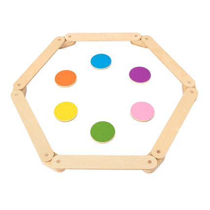 12-piece balance beam with 6 balancing stones, freely combinable, made of wood for children