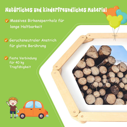 12-piece balance beam with 6 balancing stones, freely combinable, made of wood for children