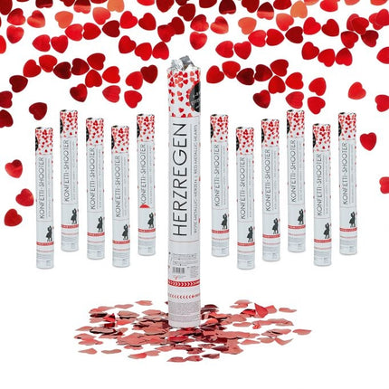 12x Party Popper red hearts