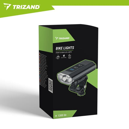 1300lm LED Bike Light Kit, USB-C, IP65 Waterproof