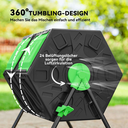 130L Dual Chamber Compost Bin with 24 Vent Holes